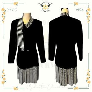 VTG 90s 80s Sabino Women's Size 8 Black White Stripes Jacket Dress Office Casual